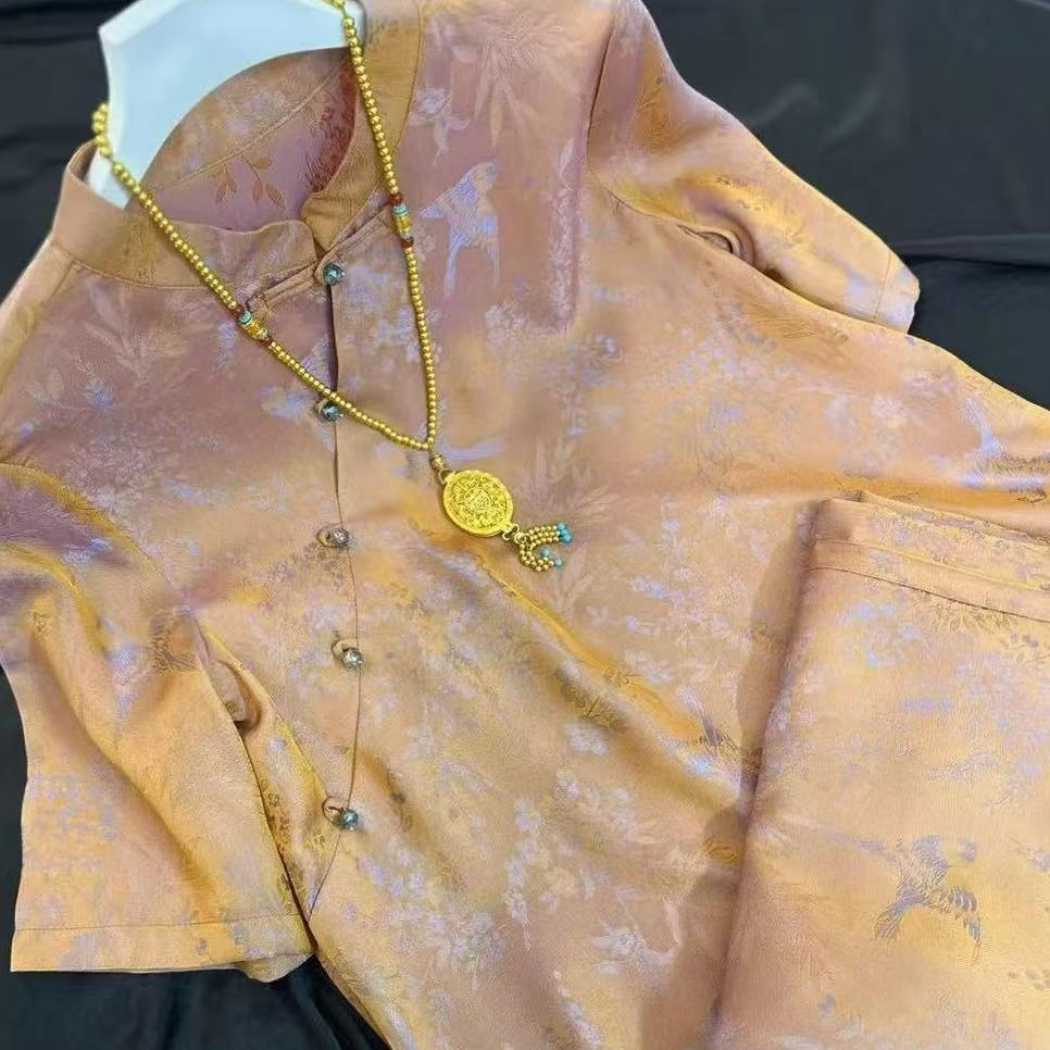 0253-常熟新中式夏季中长款提花网红中式套装