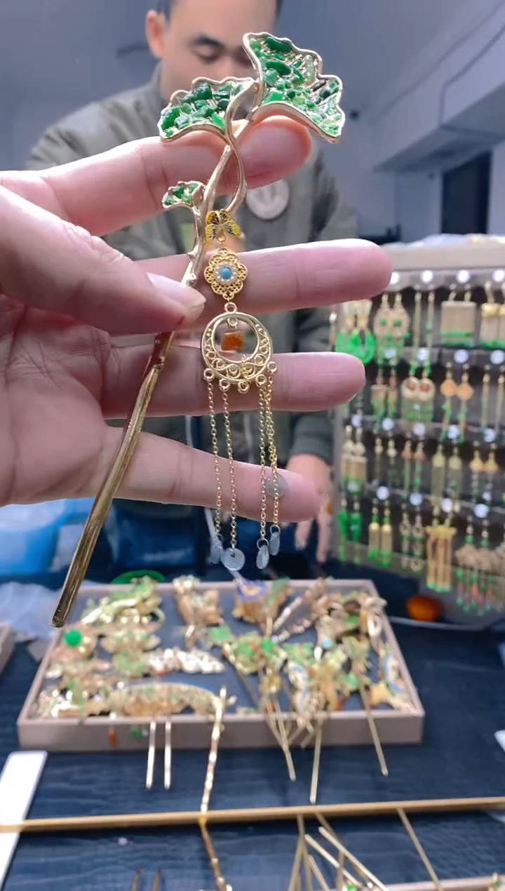 【闪购商品】碧玺耳饰合金103翡翠发簪