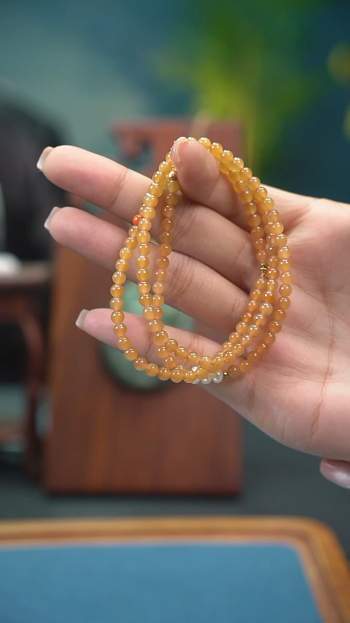 【闪购商品】和田玉珠链18K金镶嵌珠链