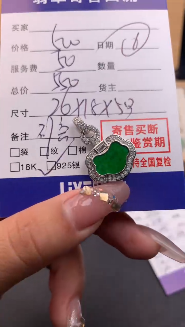 【闪购商品】翡翠颈饰银S925镶嵌10125721