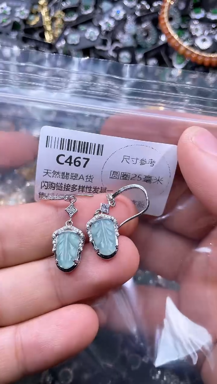 【闪购商品】翡翠颈饰未镶嵌C467耳钩