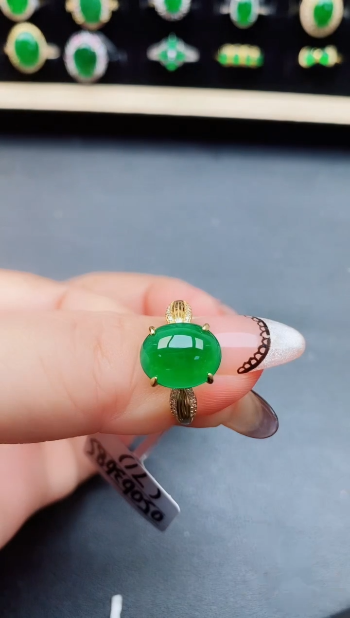 翡翠戒指银S925镶嵌5850