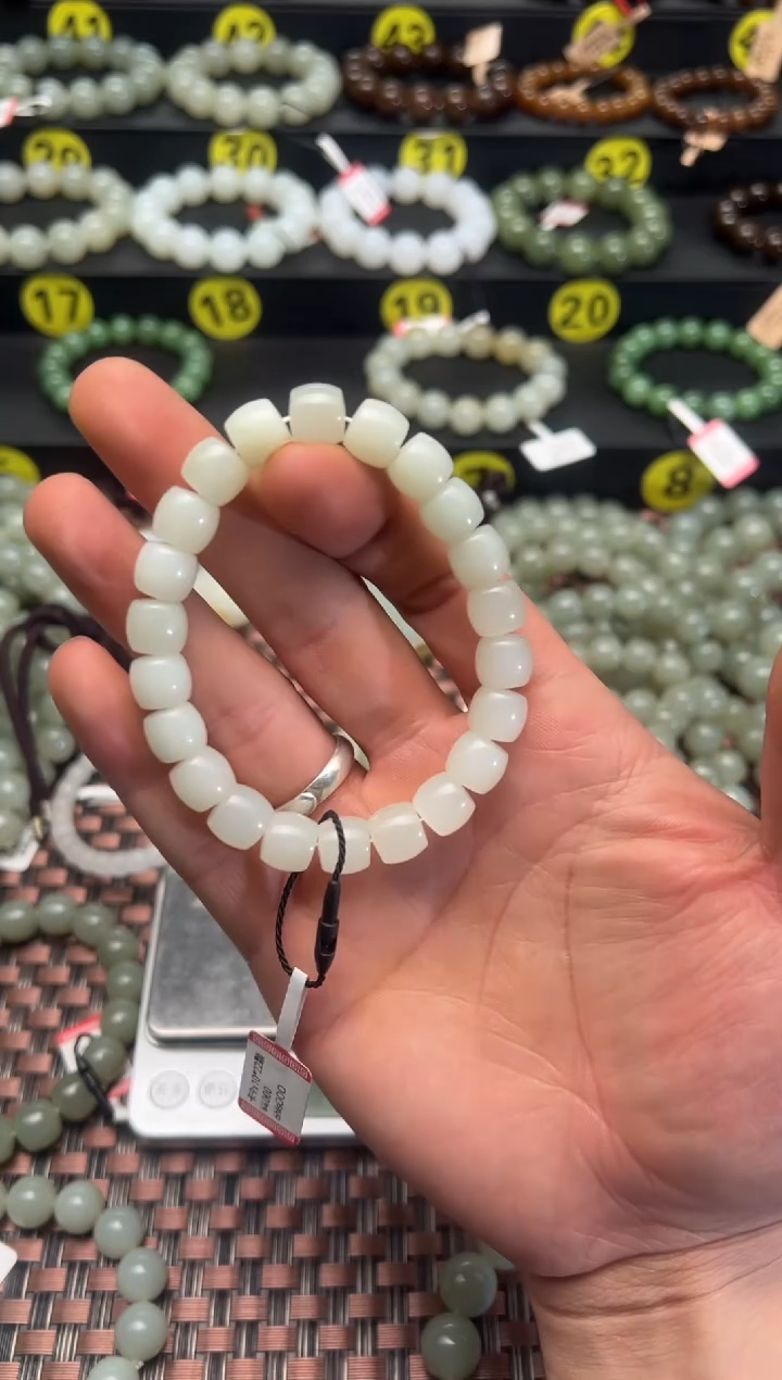 【闪购商品】和田玉手串未镶嵌于田冰坑料直切手串卡9*10