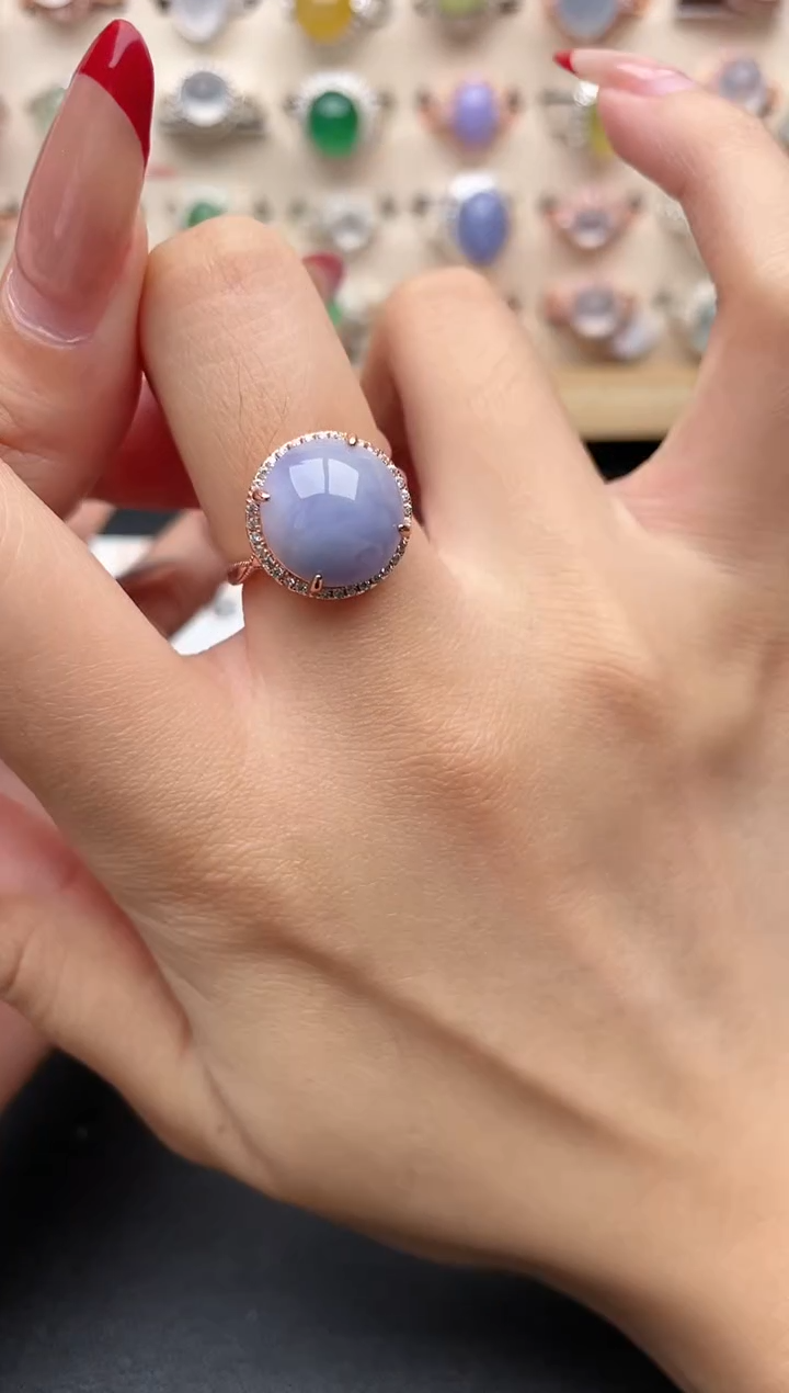 【闪购商品】翡翠戒指银S925镶嵌一物一证一礼盒