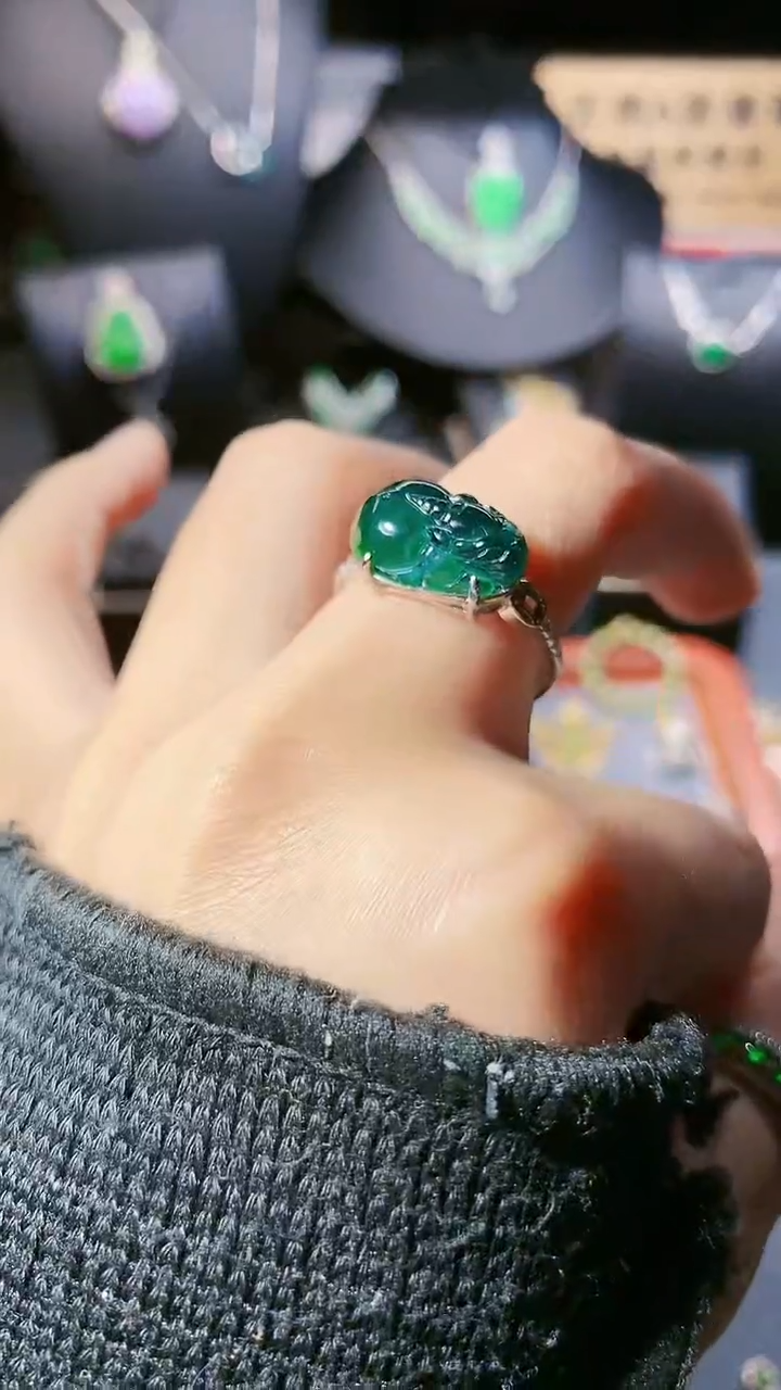 【闪购商品】翡翠戒指银S925镶嵌戒指