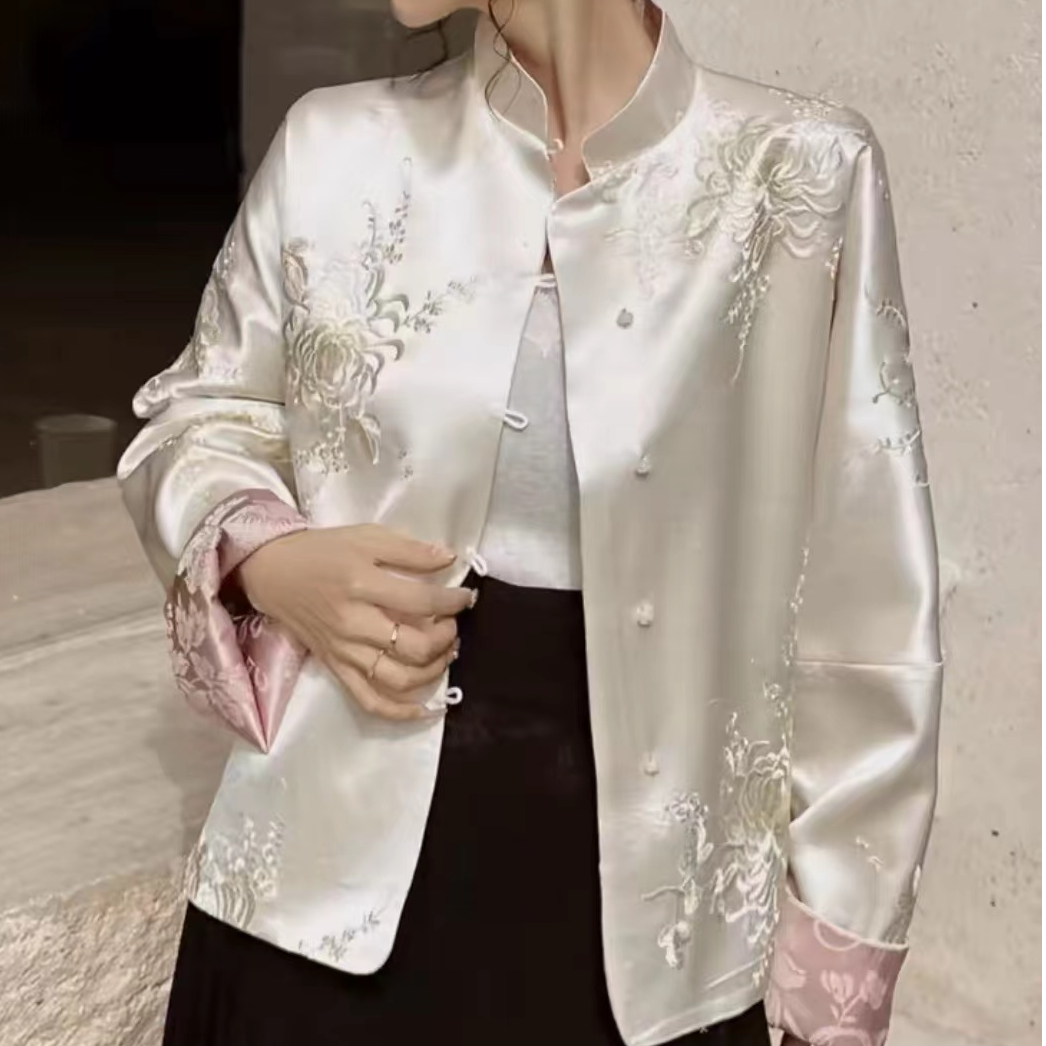 品优-【月光绣】重工刺绣双面双穿国潮风女立领上衣20248563-乖乖