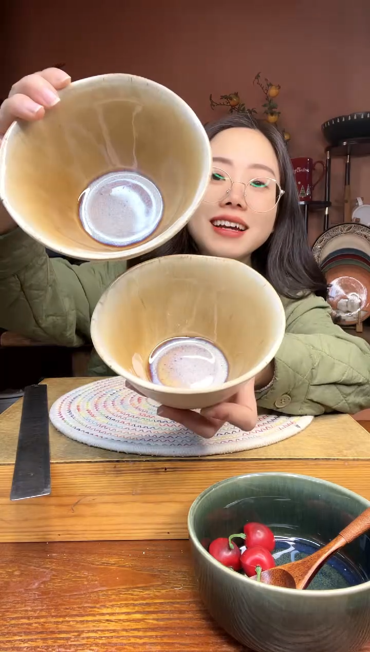 陶瓷5.5英寸异形喷墨不规则米饭碗 2件 微瑕疵