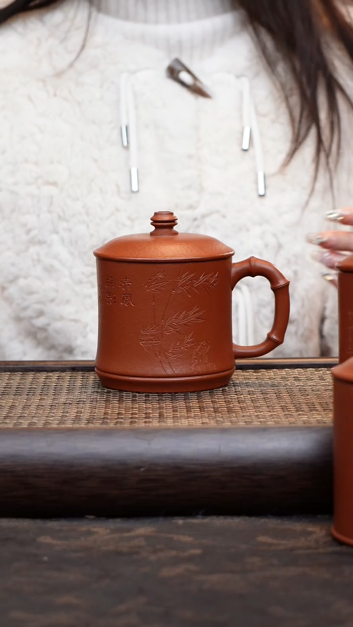 【闪购商品】紫砂茶杯朱泥竹节