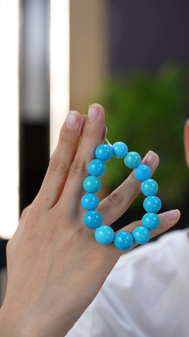 未镶嵌绿松石手串12-14mm秒拍号21