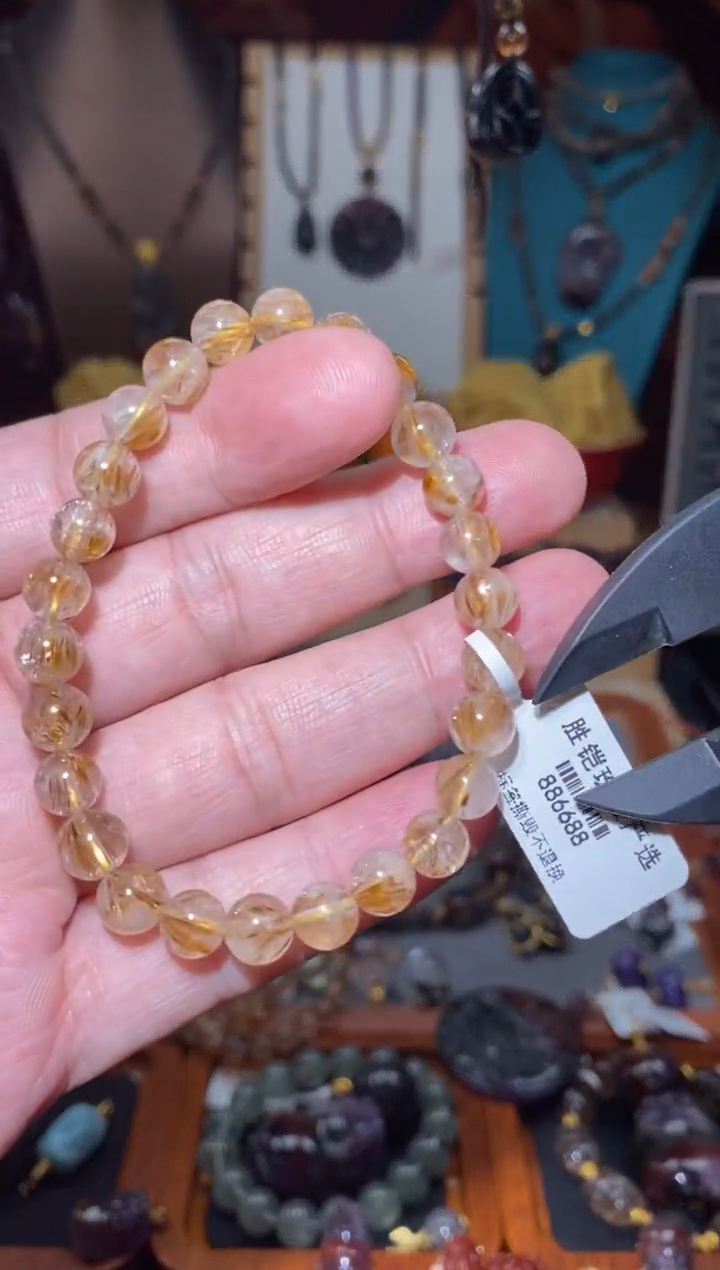 【闪购商品】水晶手串7mm未镶嵌金多多