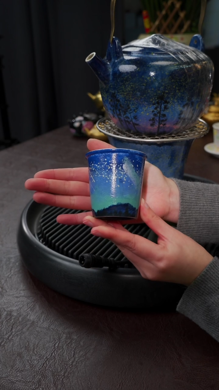 【闪购商品】杯【宜景窑手绘系列】星空可乐杯