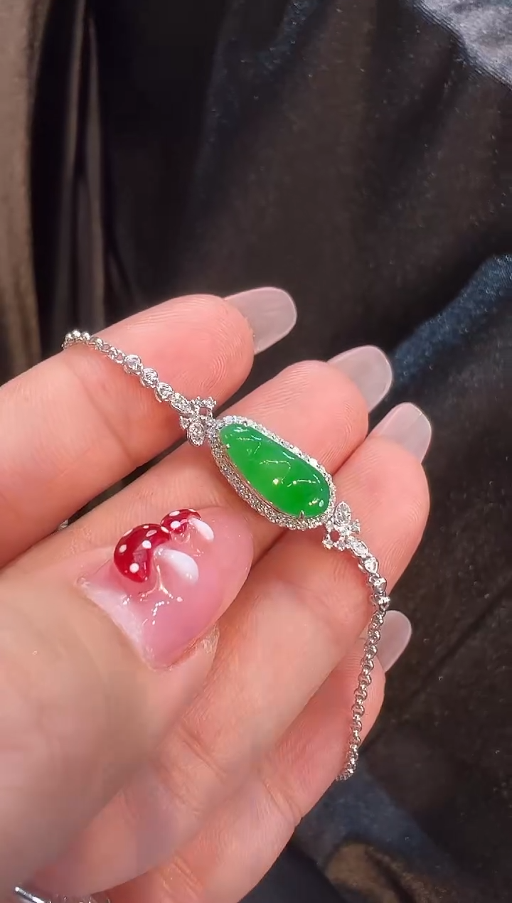 【闪购商品】翡翠手链18K金镶嵌手链