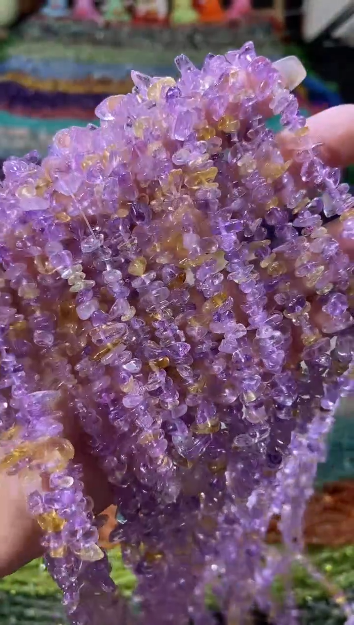 水晶珠宝半成品未镶嵌小紫黄晶