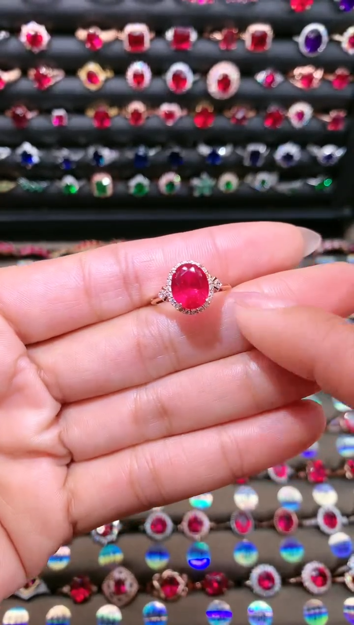 【闪购商品】红宝石戒指银S925镶嵌810玫瑰金