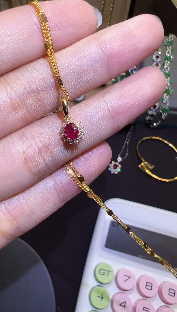吊坠(赠链)18K金镶嵌红宝石0.3ct缅甸红宝石
