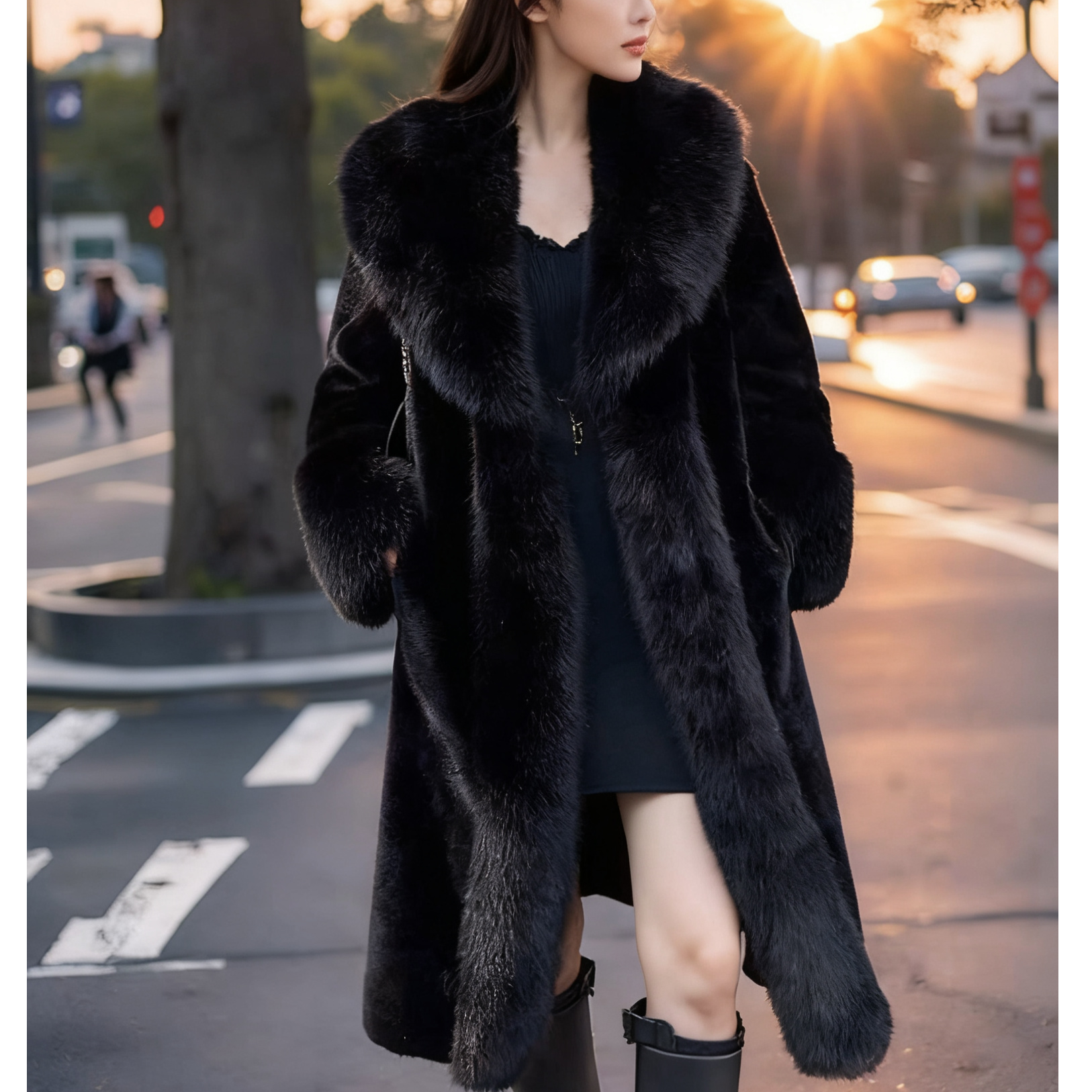 人造皮草 【新疆包邮】宽松型设计师长款雪兰貂皮草大衣外套