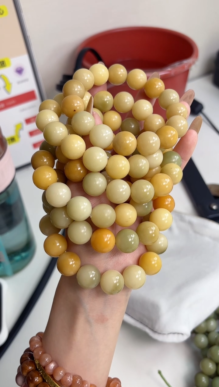 手串菩提根/象牙果沐c22蜜豆奶糖玉化圆珠14.5mm手串瑕疵不补随机