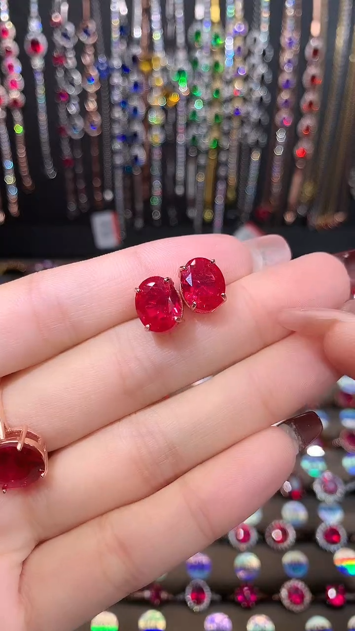 【闪购商品】红宝石耳饰银S925镶嵌8.10