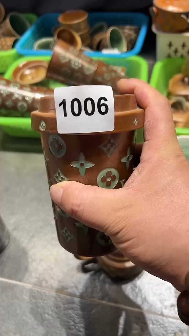 龙泉窑老花双釉奶茶杯微瑕1006