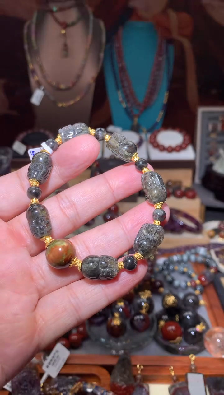 未镶嵌珠宝半成品水晶黑羽极光貔貅阵