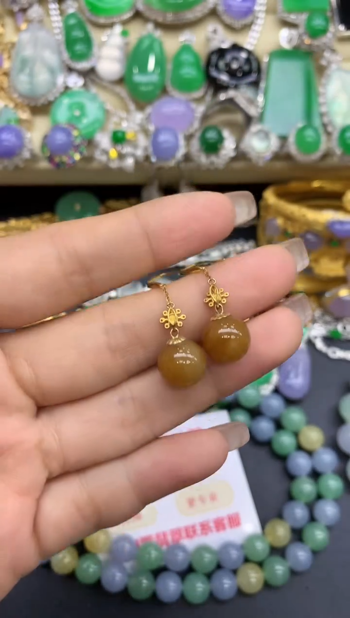 18K金镶嵌翡翠耳饰220-中国好珍宝