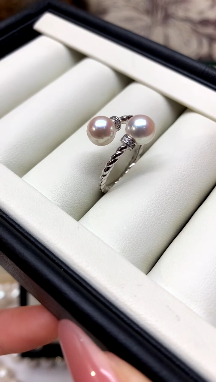 银S925镶嵌戒指海水珍珠S925银海水珍珠戒指