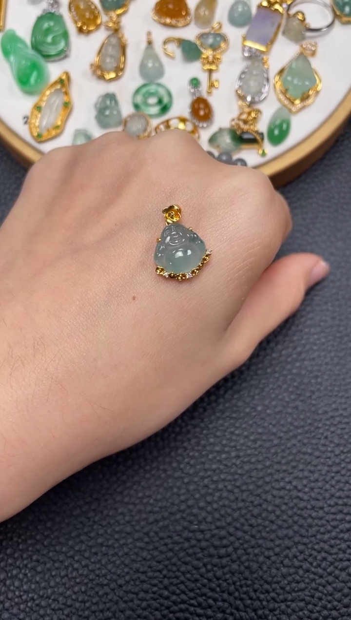 【闪购商品】翡翠吊坠(不含链)18K金镶嵌一个   JK456