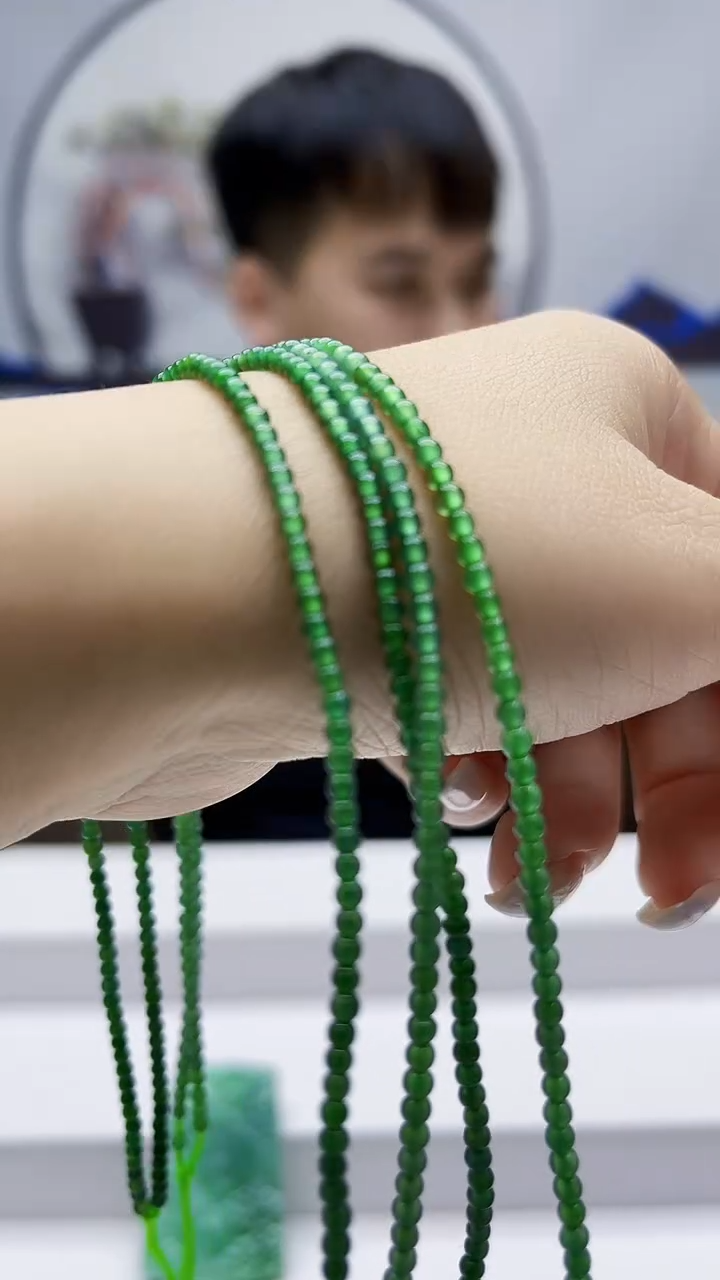 未镶嵌定制翡翠毛货-珠链64