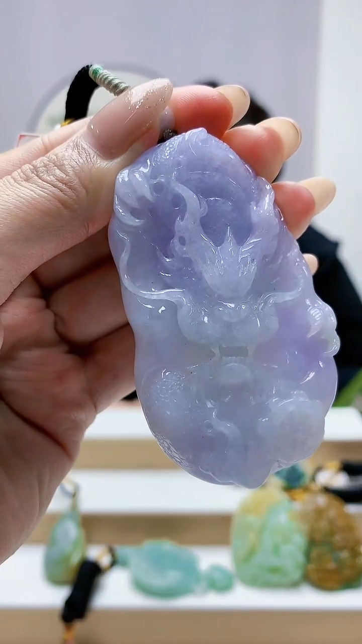 未镶嵌定制翡翠5060MM-毛货挂件157