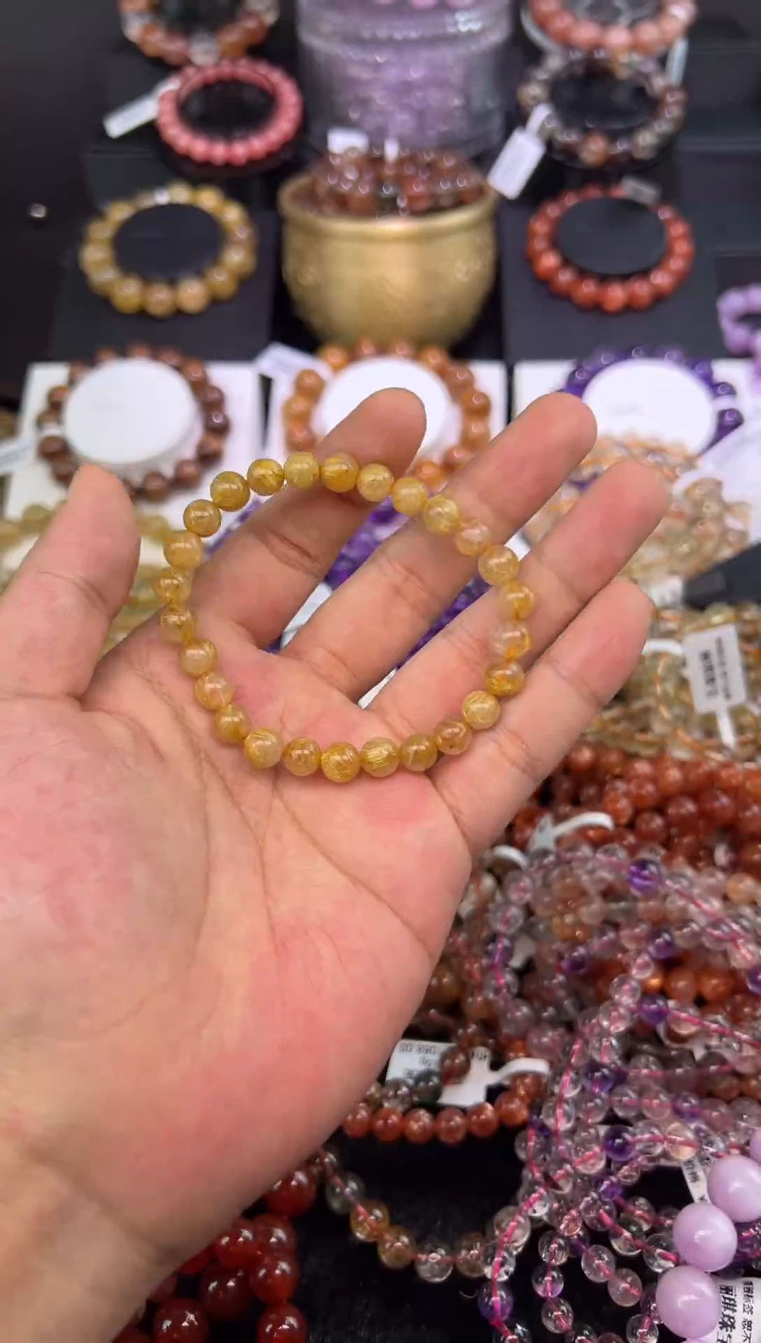 未镶嵌手串水晶金发晶7mm+