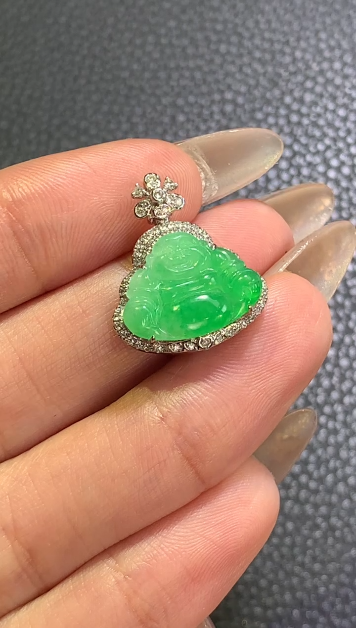 【闪购商品】翡翠颈饰18K金镶嵌佛公