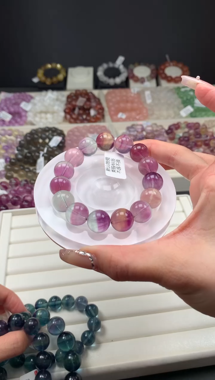 【闪购商品】萤石手链未镶嵌多样性发其一 14mm A80