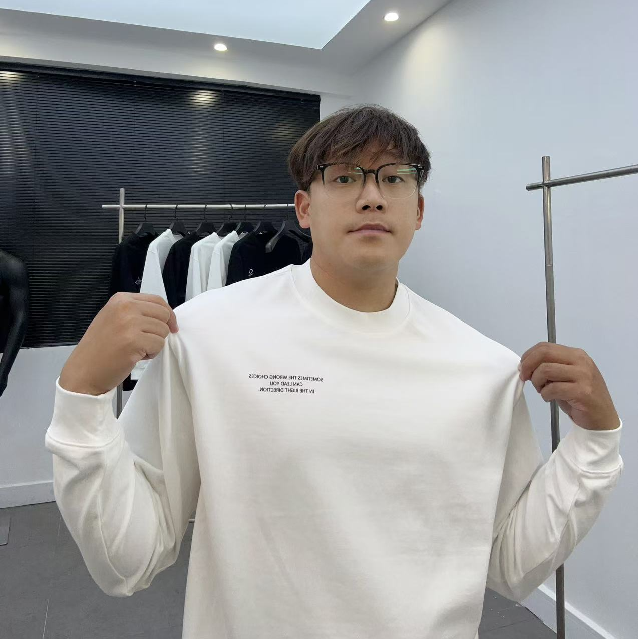 美式290克重磅纯棉纯色百搭T恤宽松休闲长袖圆领简约男士舒适