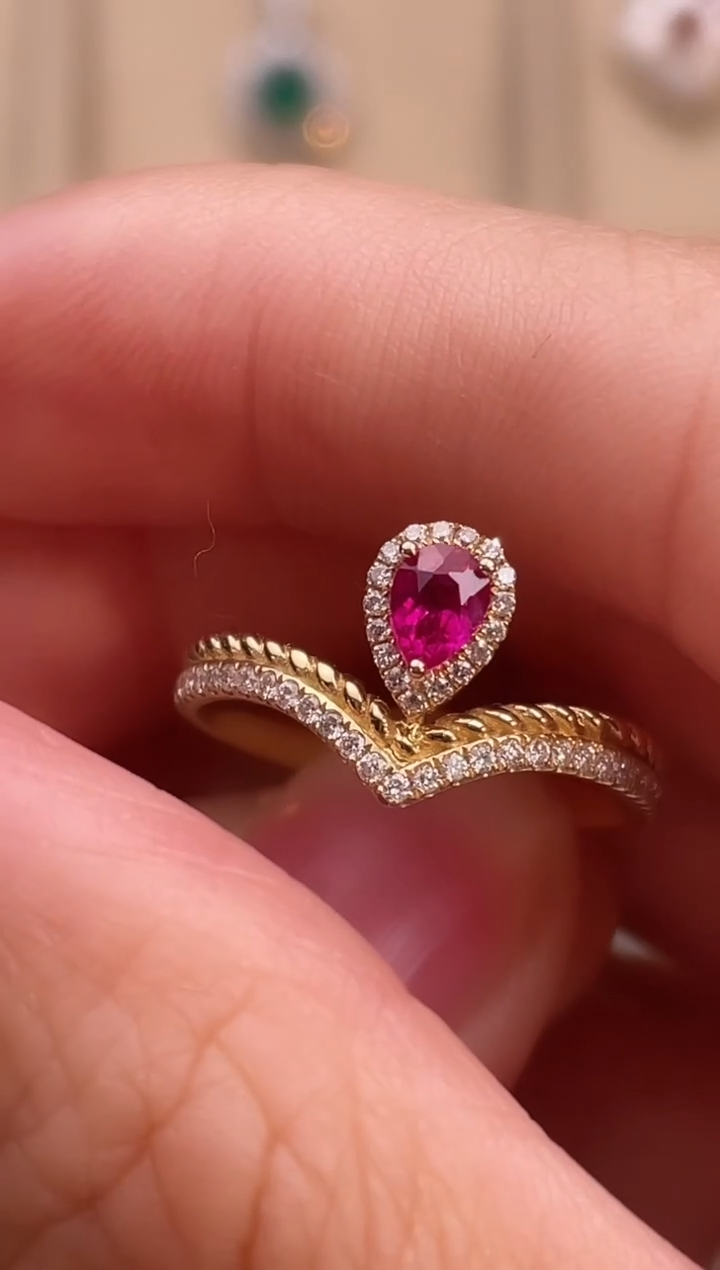 【闪购商品】红宝石戒指18K金镶嵌缅甸主石：0.30ct