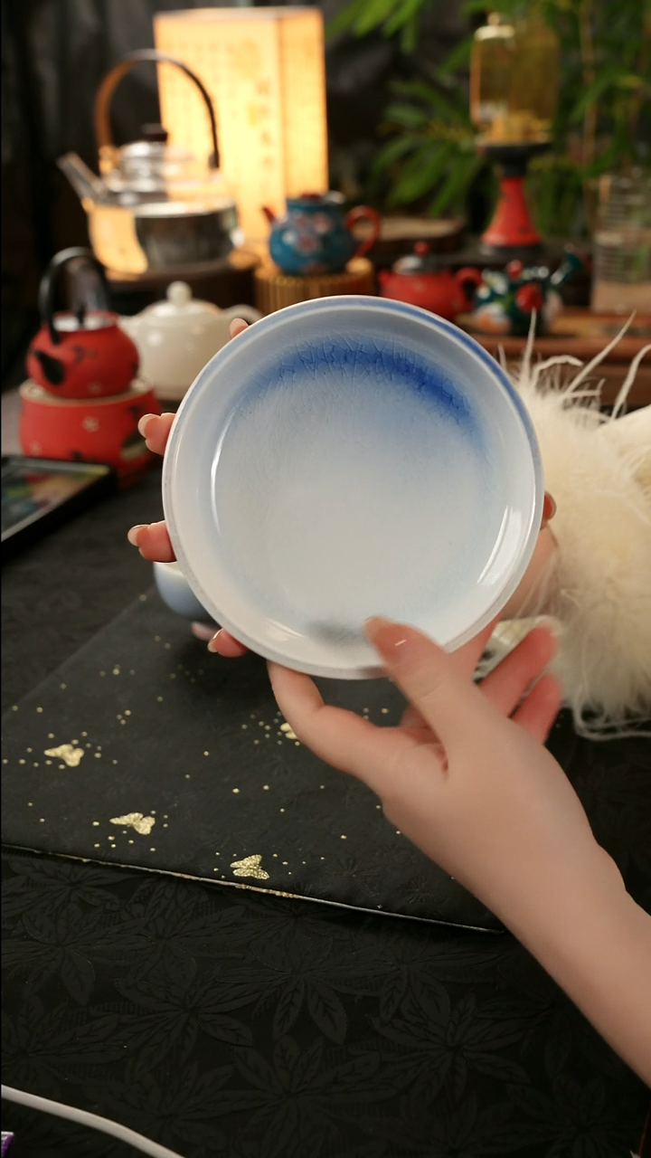 陶瓷茶具楚门蓝色结晶釉壶承