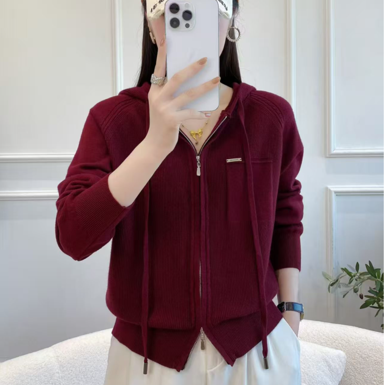 【运费补贴】双拉链针织衫开衫毛衣2025秋季新款休闲外套14139薇
