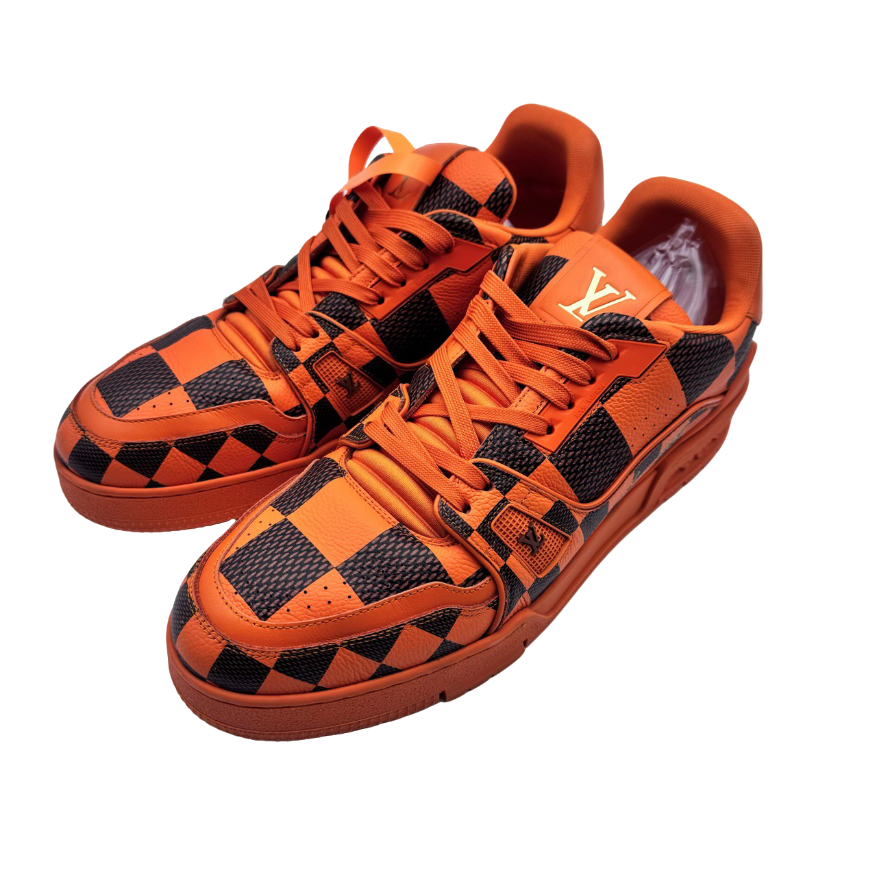 95新 LouisVuitton/路易威登 8码42码橙色棋盘格trainer97新vv954