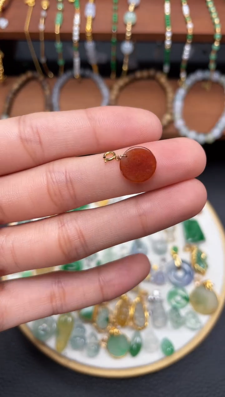 【闪购商品】翡翠吊坠(不含链)18K金镶嵌一个  JK629