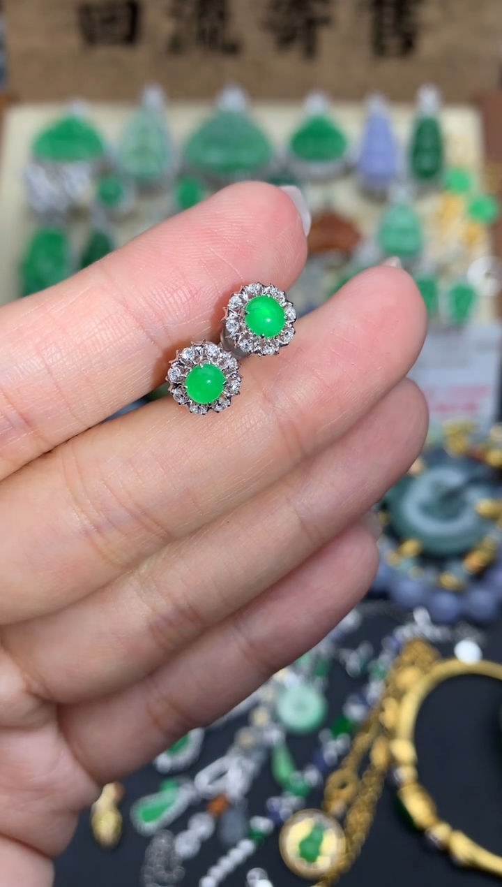 【闪购商品】翡翠耳饰18K金镶嵌145-中国好珍宝