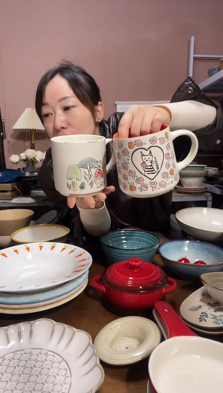 陶瓷微瑕（2个装）手绘杯子2个