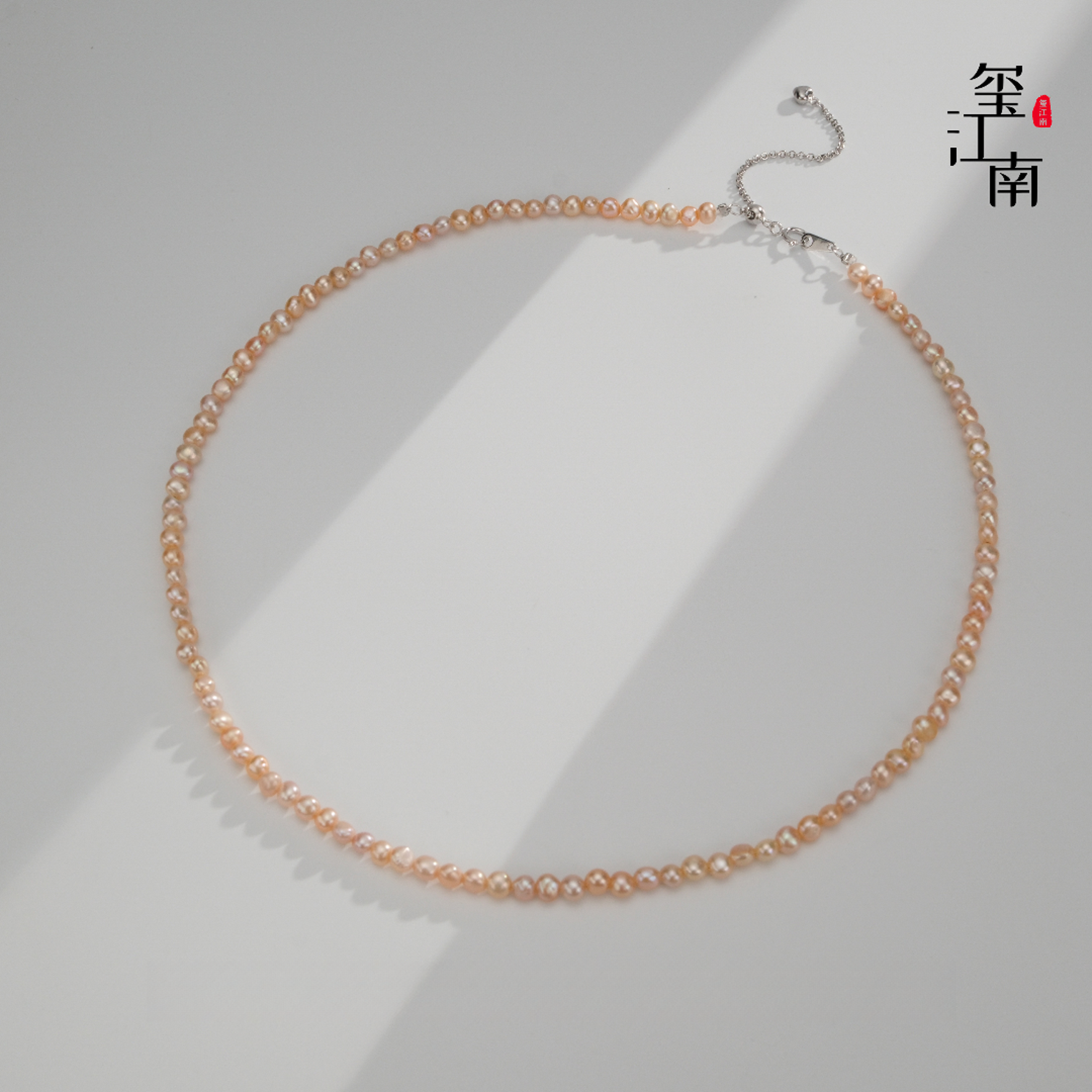 粉泡泡碎银子｜项链淡水无核keshi珍珠项链S925银锁骨链3-5mm