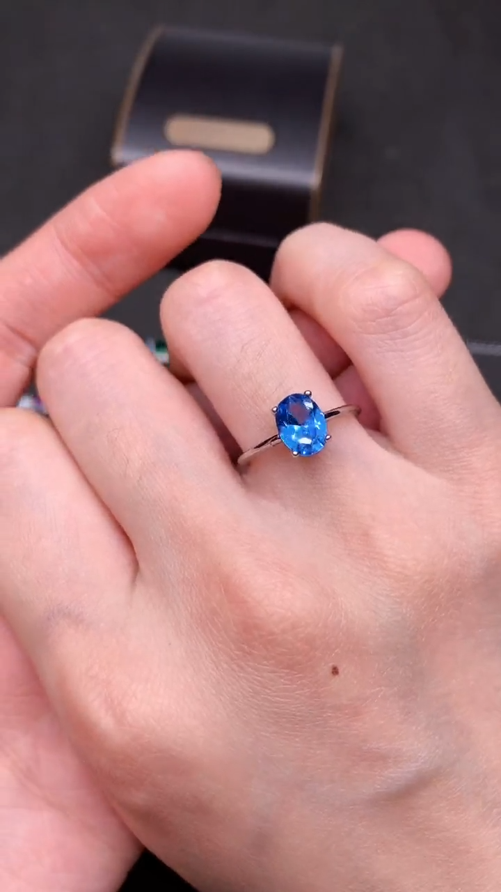 【闪购商品】海蓝宝石戒圈银S925镶嵌.....