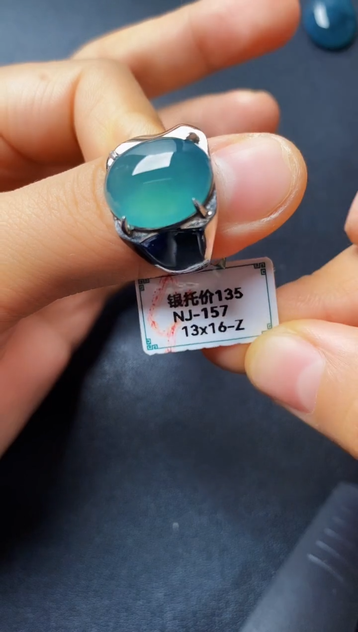 银S925镶嵌戒指翡翠2222222