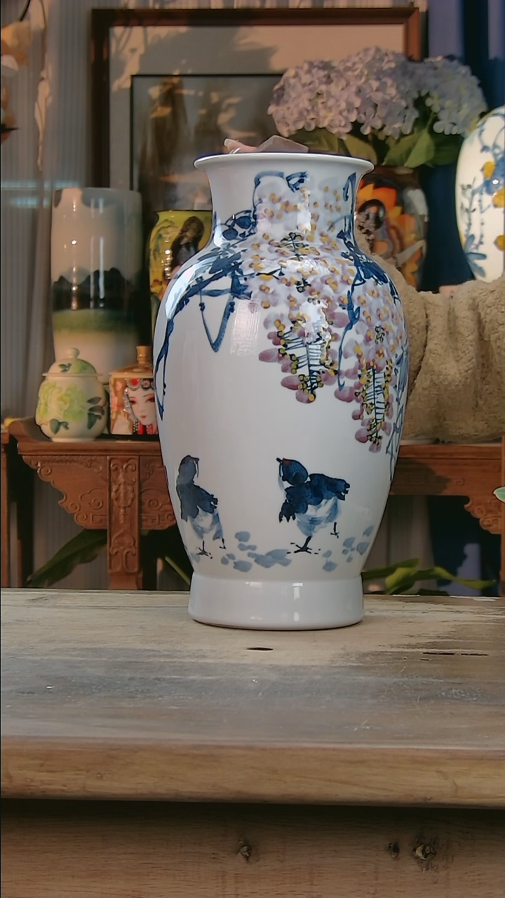 【闪购商品】瓷片景德镇纯手工釉下彩精品花瓶