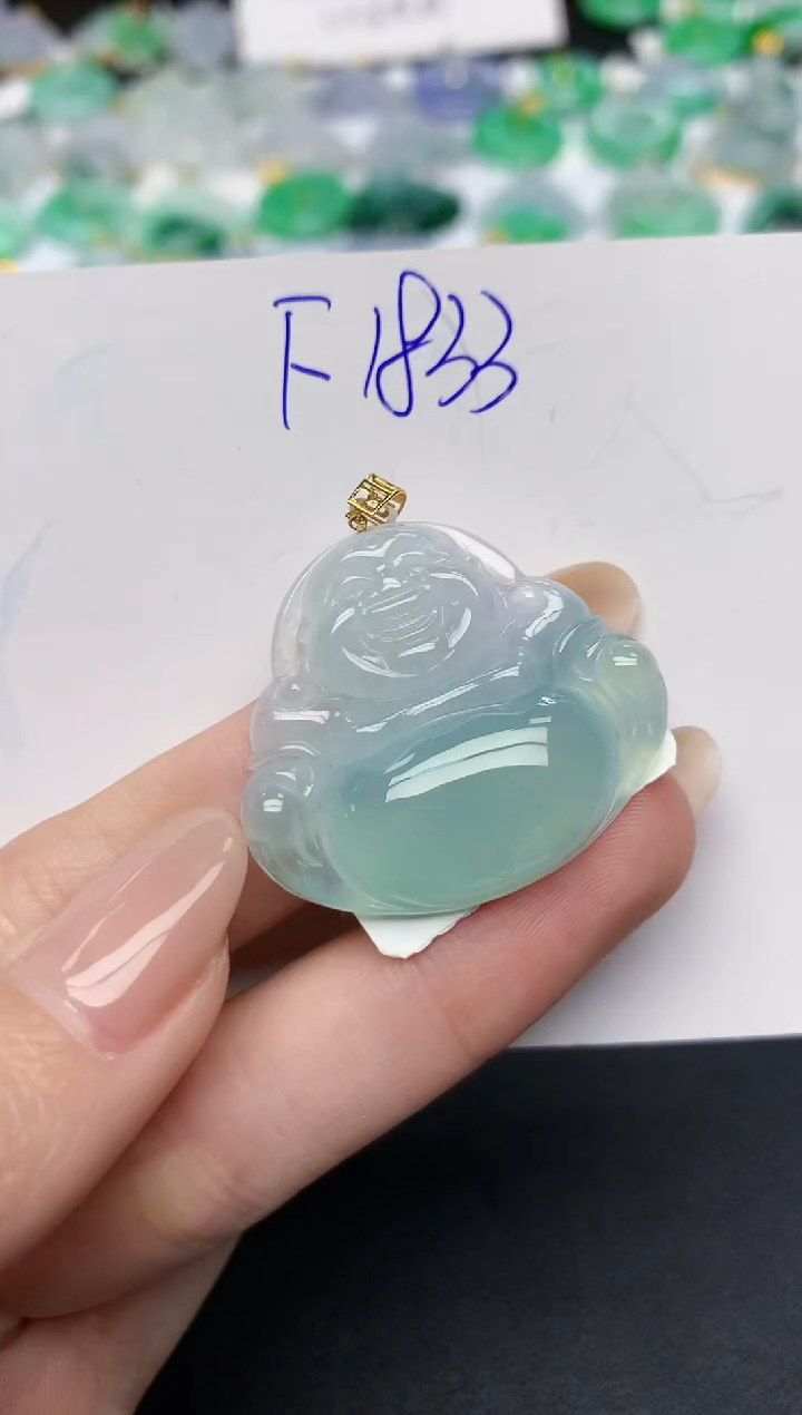 颈饰18K金镶嵌翡翠天然缅甸A货翡翠百元以上9元证书费自理