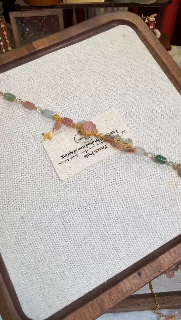 【闪购商品】碧玺手链18K金镶嵌全净糖果色回纹玫瑰花