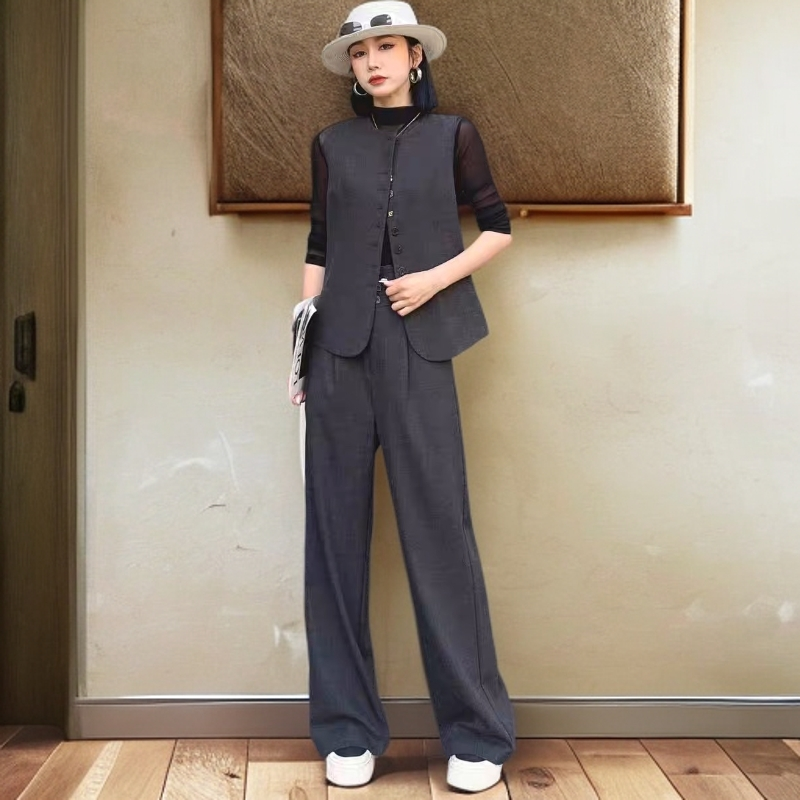 A1573休闲风极简风轻熟风时尚套装西裤上衣百搭直筒春秋气质显瘦