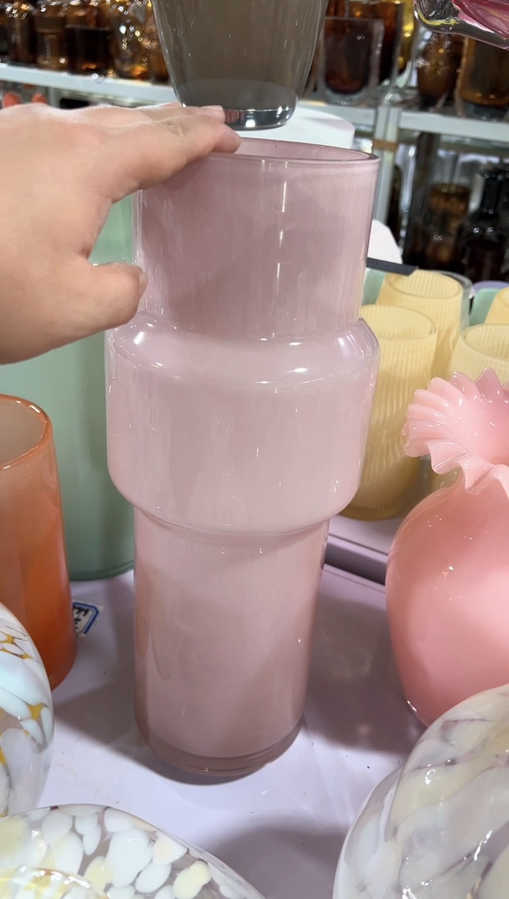 【闪购商品】无铅玻璃粉色花瓶