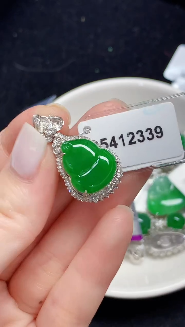 吊坠(不含链)18K金镶嵌翡翠多样性发其一