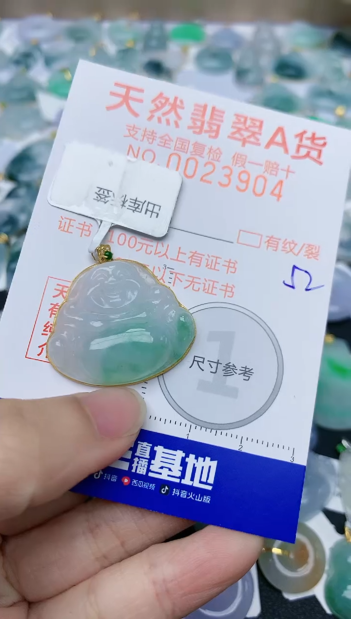 【闪购商品】翡翠颈饰18K金镶嵌天然翡翠A货    
